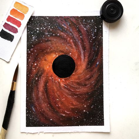 Black Hole Painting, Galaxy Painting Acrylic, Eclipses Art, Colorful Canvas Paintings, Planet Painting, Chalk Pastel Art, Night Sky Painting, Watercolor Galaxy, Moon Painting