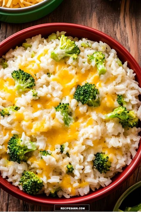 I love making this creamy broccoli cheddar rice for a quick and comforting meal! It's simple to prepare and packed with flavor. The combination of tender broccoli and rich, melted cheddar over fluffy rice is pure comfort food. Perfect as a side dish or a standalone meal! Rice Sausage Broccoli, Broccoli Fried Rice Recipe, Broccoli Cheese Rice Casserole Easy, Rice And Broccoli Casserole, Broccoli Cheddar Rice, Cheddar Rice, Cheddar Broccoli Rice, Broccoli Cheese Rice Casserole, Broccoli Fried Rice