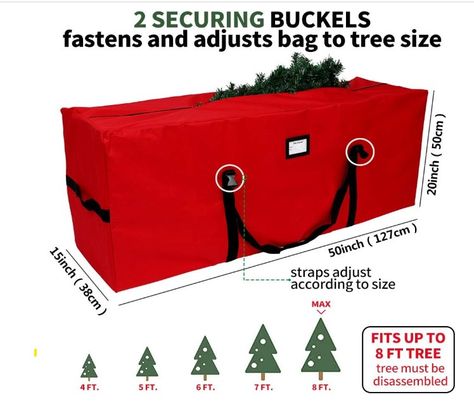 AerWo Christmas Tree Storage Bag Extra Large Christmas Storage Containers, Fits Up to 7.5 Ft Artificial Trees Heavy Duty 600D Oxford Xmas Holiday Tree Bag with Dual Zipper (50” X 20” X 15”) Christmas Tree Container, Christmas Tree Storage Box, Christmas Tree Bag, Artificial Xmas Trees, Christmas Ornament Storage, Christmas Tree Storage Bag, Christmas Tree Storage, Tree Bag, Large Storage Bags