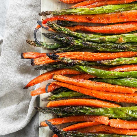 Asparagus Carrots Recipes, Roasted Carrots And Asparagus, Carrots And Asparagus, Glazed Roasted Carrots, Honey Glazed Roasted Carrots, Lemon Asparagus, Honey Glazed, Honey Glaze, Roasted Asparagus