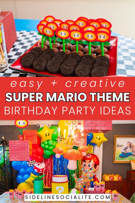 Celebrate your little gamer's special day with our ultimate guide to Mario Bros Birthday Party Ideas! From Mario Kart races to Super Mario Bros decorations, find everything you need to throw an epic 6th birthday bash. Super Mario World Birthday Party, Mariokart Theme Party, Mario Themed Party Games, Super Mario Odyssey Birthday Party, Snack Themes, Mario Themed Snacks, Mario Themed Food, 6th Birthday Boy Theme, Super Mario Party Games