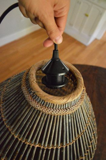 making your own light fixture :: Total Basket Case | Young House Love Hanging Basket Lights Diy Chandelier, Diy Hanging Light, Basket Light, Diy Lamps, Diy Pendant Light, Diy Light Fixtures, Young House, Diy Shades, Young House Love