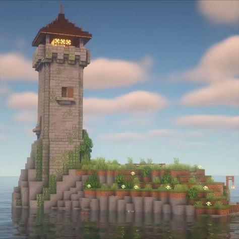 Beacon Minecraft, Minecraft Lighthouse, Enchanting Room, Minecraft Light, Minecraft Castle Designs, Minecraft House Ideas, Lighthouse Design, Minecraft Castle, Diy Minecraft