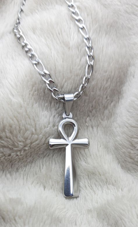 https://etsy.me/3APivjh Ankh cross pendant necklace, medium Egyptian ankh necklace, key of life, stainless steel cross necklace #silverankhnecklace #ankh pendant #ankhcrossnecklace #egyptiancross #keyoflifenecklace #snowstarpendants Ankh Accessories, Key Of Life Necklace, Religious Necklaces, Egyptian Cross, Ankh Pendant, Key Of Life, Egyptian Ankh, Egyptian Necklace, Ankh Necklace