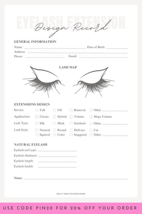 Lash Client Record, Hair Suite, Client Record Book, Record Card, Lash Quotes, Tech Inspiration, Eyelash Technician, Appointment Planner, Skin Aesthetics