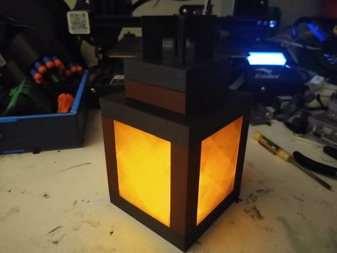 This is an electronic lantern designed to look like the lantern from Minecraft, its very easy to assemble and glue together and only requires a small tea light to make it work. The files themselves are to scale with the game but can be resized easily in a slicer. I recommend 25% scale to fit most tea lights. Modeled in Solidworks, and printed on a standard Ender3, supports are only necessary for the top piece and the four posts. Infill should not be any less than 5% and the center "glass" ... Minecraft Lantern, Minecraft Tree, Tree Lanterns, Lantern Designs, Diy Minecraft, Gamer Room Decor, The Lantern, Room Upgrade, Diy Lanterns