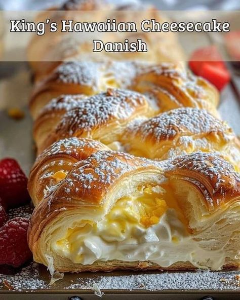 Recipe - RECIPE - Kings Hawaiian Cheesecake Danish Hawaiian Cheesecake Danish, Cheesecake Danish, Hawaiian Cheesecake, Hawaii Recipes, Bisque Soup Recipes, Hawaiian Desserts, King Hawaiian Rolls, Cream Cheese Danish, Hawaiian Sweet Rolls