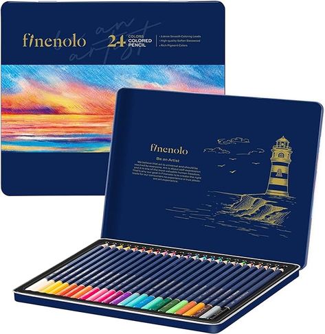 Amazon.com : finenolo Colored Pencils,Set of 24 Colors,Artists Soft Core,Include 7 Metallic Color Pencils,Ideal for Drawing Sketching Shading,Coloring Pencils for Adults Beginners : Arts, Crafts & Sewing Sketching Shading, Coloring Pencils, Best Pencil, Art Painting Tools, Colored Pencil Set, Drawing Sketching, Pigment Coloring, Color Pencils, Its Nice That