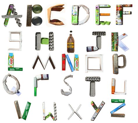 alphabet made from rubbish | recycle | Pinterest | Alphabet and Search Diy High Heels, English Poster, Latest Fonts, Typography Alphabet, Alphabet Fonts, Display Fonts, Ways To Recycle, Creative Typography, Alphabet Design