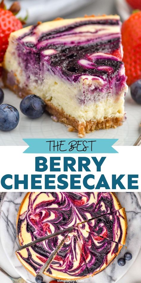 Easy Berry Cake Recipes, Cheesecake Recipes Berry, Cheesecake With Fresh Fruit, Wild Berry Cheesecake, Very Berry Cheesecake, Mix Berry Cheesecake, Fresh Fruit Topping For Cheesecake, Berry Cheesecake Topping, Best Blueberry Cheesecake Recipe