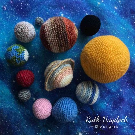 Amigurumi Big Free Pattern, Crochet Moon Wall Hanging Pattern Free, Crochet Solar System Pattern, Space Knitting Pattern, Crochet Planets Pattern, Crochet Science Pattern, Crochet Planets Solar System Pattern, Crochet For Classroom, Space Crochet Pattern Free