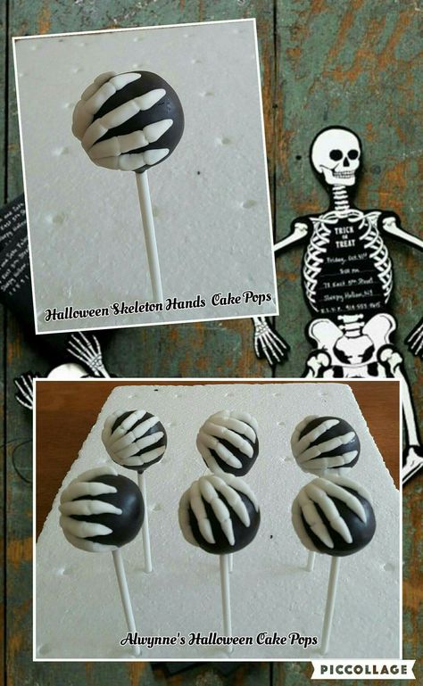 Halloween Cake Pops Skeleton Hands Cake Pops Skeleton Cake Pops, Skeleton Cake, Cake Sicles, Chocolate Melts, Halloween Cake Pops, Halloween Cake, Food Sweet, Halloween Food, Halloween Cakes