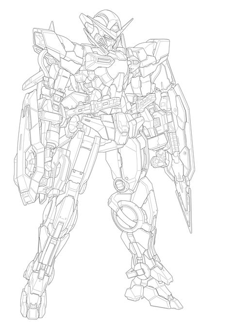 It seemed no Perfect Grade Exia lineart existed so I created my own. Every line was hand placed in Photoshop using only the pen tool.   My original work. Suit References, Perfect Grade, The Pen, Pen Tool, Mobile Suit, Original Work, Model Kit, Gundam, Concept Art