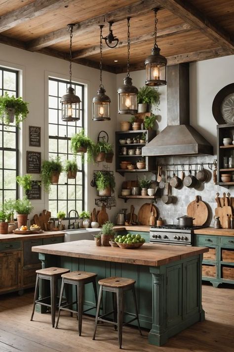 20 Boho Farmhouse Kitchen Ideas – The Dear Lab Modern Boho Interior Design Kitchen, Kitchen Mountain Home, Boho Cottage Kitchen, Cosy Kitchen Ideas, Therapy Farm, Kitchy Kitchens, Boho Kitchen Design, Rustic Boho Kitchen, Kitchen Trends 2024