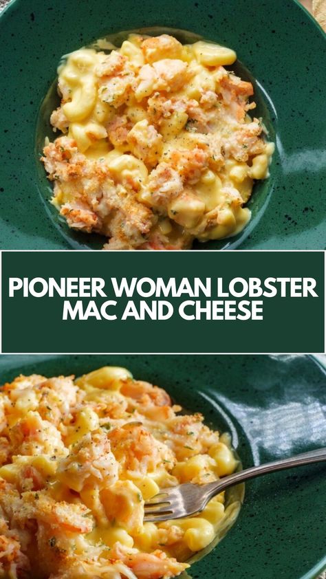 Pioneer Woman’s Lobster Mac and Cheese is made with macaroni, butter, lobster tails, flour, milk, half-and-half, salt, ground black pepper, Parmesan, Cheddar, fontina cheese, and goat cheese, creating a creamy dish that takes 45 minutes to be ready! Blue Crab Mac And Cheese Recipe, Ina Garten Lobster Mac And Cheese, Blue Cheese Mac And Cheese, Crab Macaroni And Cheese, Langostino Mac And Cheese, Seafood Mac And Cheese Recipe Easy, Crab Mac And Cheese Recipe Easy, Easy Lobster Mac And Cheese, Lobster Macaroni And Cheese