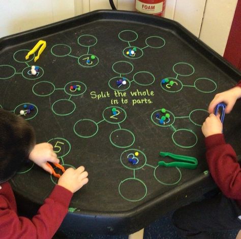 Part Whole Model Year 1 Tuff Tray, Number Bonds Tuff Tray, Fine Motor Activities For Reception, Tuff Tray Ideas Maths, Ks2 Tuff Tray Ideas, Part Whole Model Continuous Provision, Tuff Tray Chalk Pen Ideas, Fine Motor Tuff Tray Ideas Eyfs, Number Bonds To 10 Tuff Tray