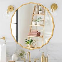 Gold Round Mirror, Circle Wall Mirror, Bicycle Mirrors, Frame Circle, Round Gold Mirror, Mirror For Wall, Wavy Mirror, Office Entryway, Mirror Wall Living Room