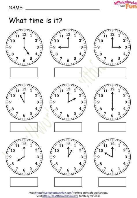 Money Math Worksheets, Free Printable Alphabet Worksheets, How To Tell Time, Math Fact Worksheets, First Grade Reading Comprehension, Math Addition Worksheets, Telling Time Worksheets, Mathematics Worksheets, Preschool Math Worksheets