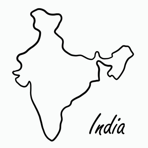 How To Draw India Map Easily, India Map Drawing Art, India Map Drawing, India Doodle, India Drawing, Outline Pictures, Fire Drawing, Freehand Drawing, Preschool Math Worksheets