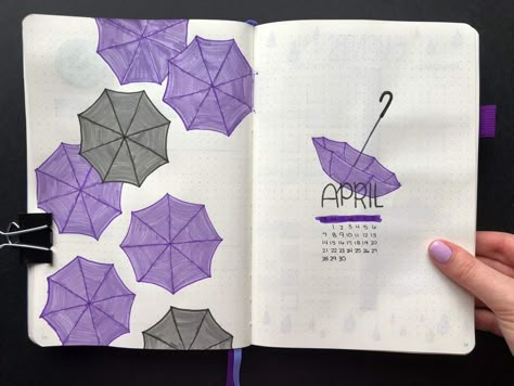 Journal Ideas Purple Theme, Productive Notes, Bujo Rain Theme, Journal Purple Theme, Rain Bullet Journal Theme, Purple Bullet Journal Theme, 2023 Bujo, Monthly Ideas, Bujo Cover