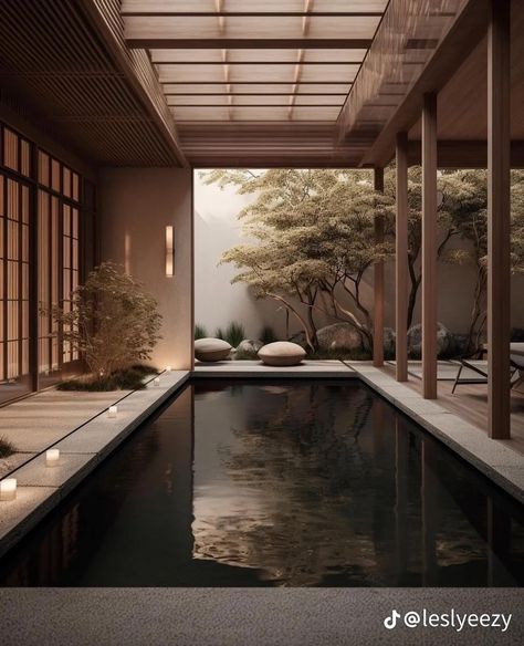 Japanese Pool, Japanese Landscape Design, Japandi Apartment, Hanok House, Japanese Buildings, Stone Mansion, Interior Design Renderings, Arch Interior, Takayama