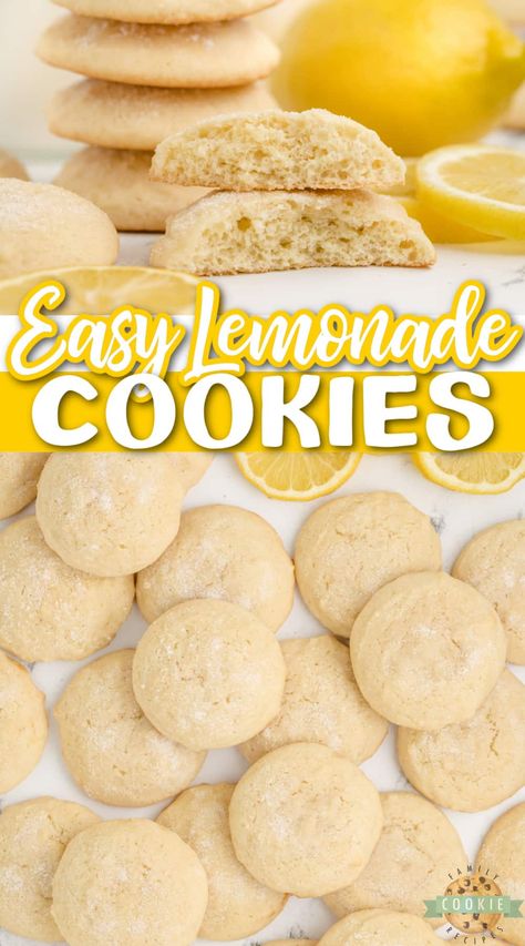 Lemonade Cookies, Easy Lemonade, Cookies Valentines Day, Lemon Cookies Easy, Lemon And Coconut, Lemon Biscuits, Lemon Drop Cookies, Drop Cookie Recipes, Easy Christmas Cookies