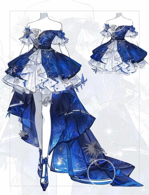 Ice Inspired Outfit, Anime Dress Ideas, Accessories Design Sketch, Blue Witch, Vestidos Anime, Jet Pack, Queen Dresses, The Sith, Dress Design Drawing