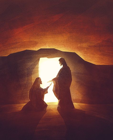 Resurrection Illustration — Joe Cavazos Design Resurrection Illustration, Mary Magdalene And Jesus, Jesus Tomb, Jesus Christ Painting, Lds Art, Mary Magdalene, The Cross Of Christ, Jesus Resurrection, Jesus Christ Images