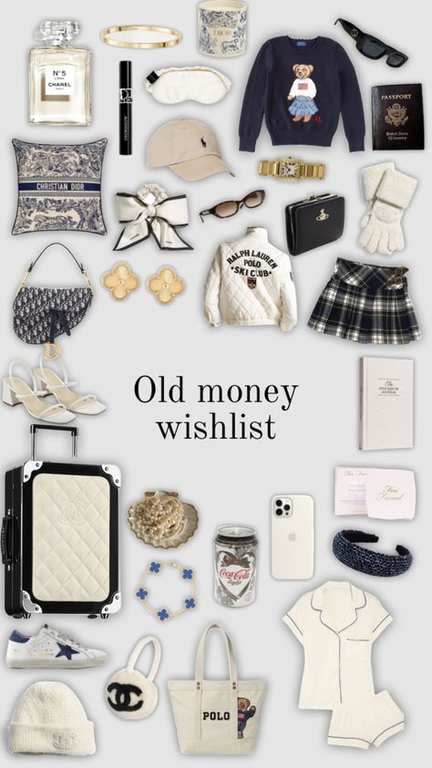 #oldmoney #oldmoneyaesthetic #rich #richgirlaesthetic #wishlist #wishlistideas #wishlistinspo Rich Girl Christmas List, Rich Girl Wishlist, Blair Waldorf Wishlist, Wishlist Old Money, Old Money Wishlist, Old Money Items, Rich Wishlist, Old Money Essentials, Waldorf Aesthetic