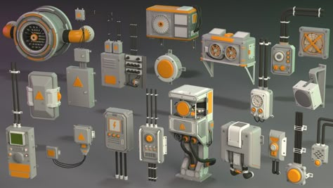 Sci Fi Game Assets, Scifi Props Concept Art, Cyberpunk Props, Sci Fi Ship, Sci Fi Games, Sci Fi Props, Interior Props, Spaceship Interior, Sci Fi Environment