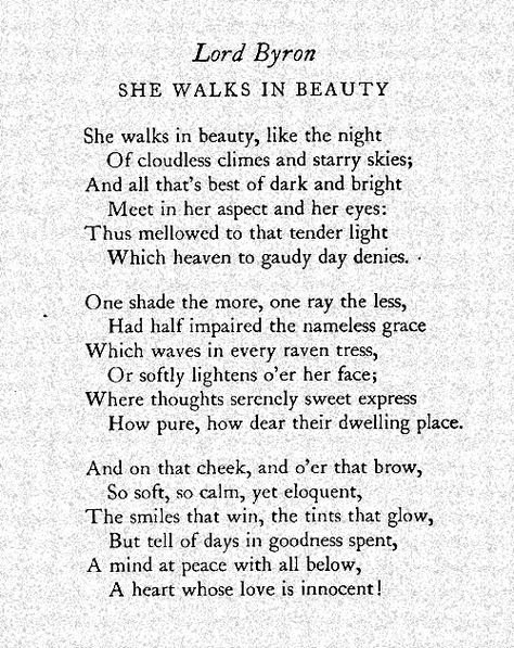 POEM She Walks In Beauty By Lord Byron She Walks In Beauty Lord Byron, Lord Byron Poems, Byron Poetry, She Walks In Beauty, Lord Byron, Hope You Are Well, Don Juan, Wren, Pretty Quotes