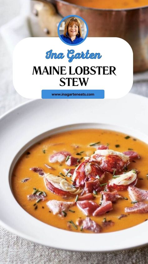 Ina Garten Maine Lobster Stew Lobster Stew Recipe Maine, Lobster Stew, Ina Garden, Sweet Paprika, New Years Dinner, Saffron Threads, Ina Garten Recipes, How To Cook Lobster, Lobster Meat