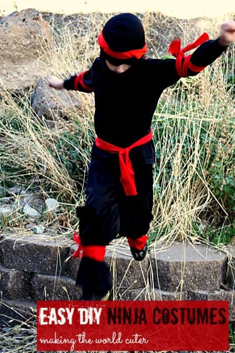 Easy DIY Ninja Costume | Last minute costume idea (also super easy way to make pants for pajamas or costumes). Creative Diy Costumes, Diy Costumes For Boys, Diy Ninja, Last Minute Kostüm, Diy Costumes Kids Boys, Ninja Halloween, Making Pants, Costumes For Boys, Pirate Costume Diy