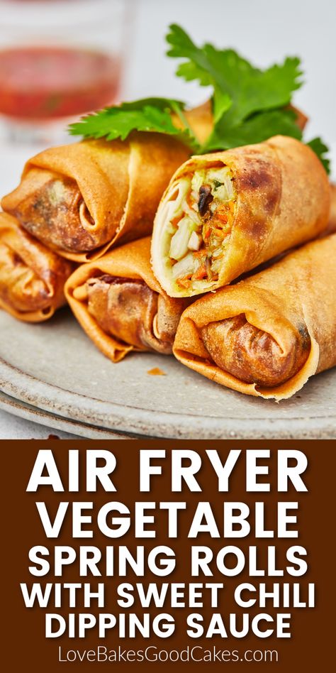 Air Fryer Vegetable Spring Rolls Fried Veggie Spring Rolls, Air Fry Spring Rolls Recipe, Spring Roll Air Fryer Recipes, Vegetable Spring Rolls Air Fryer, Homemade Spring Rolls Air Fryer, Air Fryer Spring Rolls Recipe Rice Paper, Air Fry Spring Rolls, Air Fryer Spring Rolls Rice Paper, Air Fryer Spring Rolls Recipe