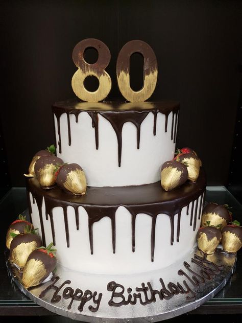 Gold and Chocolate Custom Birthday Cake 90th Birthday Cakes Men, 80th Birthday Cake For Men Simple, 80 Th Birthday Cake For Men, 80th Birthday Cake Ideas For Men, Cake 70 Birthday Man, 80th Birthday Cake Man, 80th Birthday Cake Grandpa, 75th Birthday Cake For Dad, Grandpa Birthday Cake Ideas