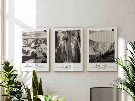 National Parks Poster Bundle Set of 3 Black + White Prints Arizona + California Travel Decor Neutral Outdoorsy Wall Art Gift for Traveler - Ships same day - Printed using premium quality materials - Shop with confidence! We are a 5-star rated shop operating since 2013 - 11x17 Inch poster on premium pro luster 270 gsm paper. White border included Select individually or get all three prints in one discounted bundle pack. Travel in style! Let this neutral National Park print set serve as a majestic National Park Posters Wall, Outdoorsy Wall Art, Modern Lodge Dining Room, Travel Picture Wall, National Park Bedroom, Pnw House, Outdoorsy Decor, National Park Decor, Travel Photo Wall