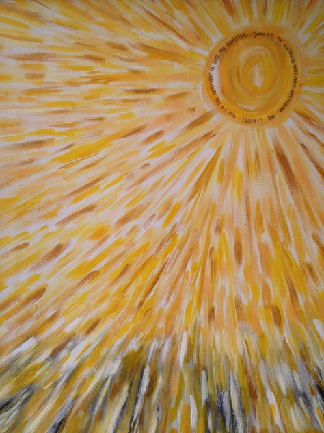 Sunshine Acrylic Painting, Acrylic Painting Christian, Sunshine Painting Ideas, Christian Abstract Art, Sun Painting Acrylic, Abstract Sun Painting, Sun Paintings, Acrylic Painting Yellow, Sunny Painting