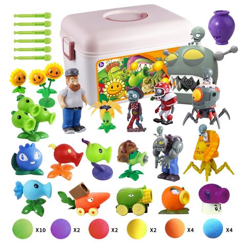 PRICES MAY VARY. 🌻【Safety is the Top Priority】: This plants versus zombies toys action figure set conforms to the safety requirements of ASTM F963; U.S. Consumer Product Safety Improvement Act 2008 (CPSIA); and European Standard “Safety of Toys” EN71. Standard “Safety of Toys” EN71. 🌻【High Quality with Seamless Details】: This PVZ toy set is manufactured with high quality materials such as PVC and EVA which meet US and European toy material specifications. Each plant versus zombie figure is des Plants Vs Zombies Toys, Plants Versus Zombies, Plants And Zombies, Kids Storage Box, Lego Superheroes, Kids Storage Boxes, Cool Toys For Boys, Party Favors Birthday, Favors Birthday