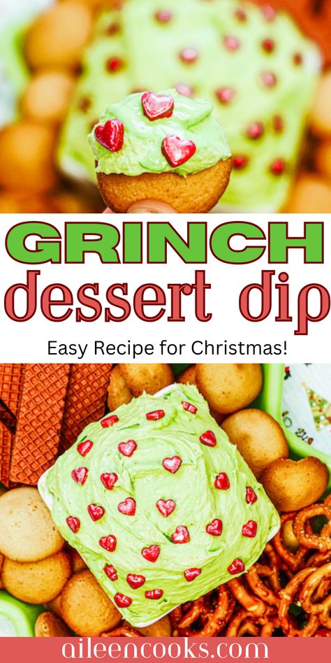 New Dip Recipes, Christmas Dessert Dips For Parties, Christmas Cake Dip, Grinch Dip Recipe, Christmas Grinch Dip, Christmas Sweet Dips, Sweet Christmas Dips, Christmas Dessert Dip Recipes, Christmas Dips Dessert