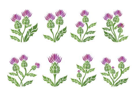 Thistle Icons Vector. Choose from thousands of free vectors, clip art designs, icons, and illustrations created by artists worldwide! Scottish Thistle Art, Scottish Tattoos, Thistle Tattoo, Thistles Art, Art Nouveau Illustration, Thistle Flower, Celtic Patterns, Scandinavian Folk Art, Scottish Thistle