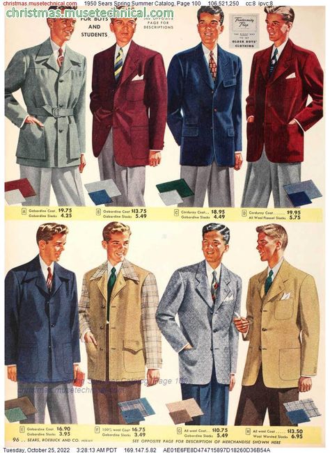 1950 Sears Spring Summer Catalog, Page 100 - Catalogs & Wishbooks 50s Outfits Men, 50s Fashion Men, Mens 50s Fashion, 1950s Fashion Men, 1950s Mens Clothing, 1950s Fashion Menswear, 50s Mens Fashion, Men's Fashion Illustration, 1950s Men