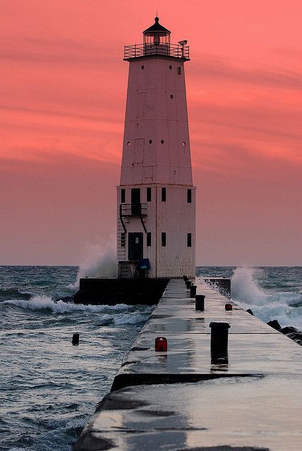 Lake Lighthouse, Lighthouse Lighting, Lighthouse Photos, Lighthouse Pictures, Beautiful Lighthouse, Beacon Of Light, Light House, Water Tower, Lake Michigan