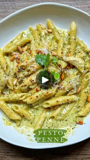 Pesto Ingredients, Penne Pesto, Small Blender, Thickened Cream, Basil Pesto Sauce, Green Pasta, Chicken Penne, Facebook Recipes, Pasta Chicken