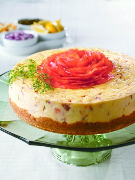 Smoked Salmon Cheesecake - Viking Range, LLC Smoked Salmon Cheesecake, Salmon Cheesecake, Savoury Cheesecake, Savory Cheesecakes, Smoked Salmon Recipes Appetizers, Vacation Recipes, Cheesecake Ideas, Savory Cheesecake, Savory Baking