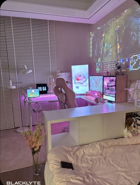 Girls Gaming Room, Games Room Inspiration, Video Game Room Design, Gamer Room Decor, Gaming Setups, Room Redesign, Gaming Room Setup, Pretty Room, Cozy Room Decor