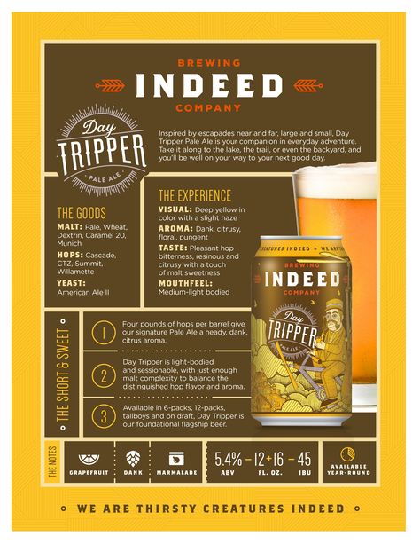 Sell Sheet Design, Sales Sheet, Beer Wall, Sheet Design, San Pellegrino, Pale Ale, Menu Design, Packaging Labels, Page Layout