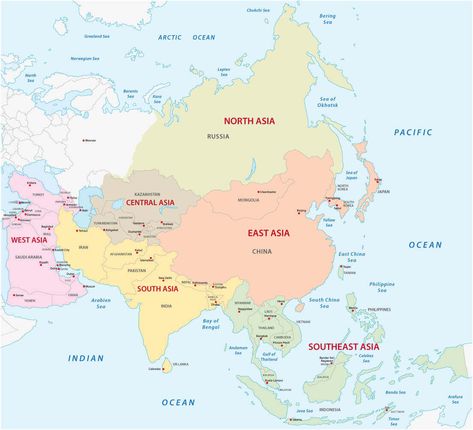 Asia Map South Asia Map, Map Of Asia, Asian Continent, North Asia, Europe Continent, North America Map, Asia Map, Sea Of Japan, Scandinavian Countries