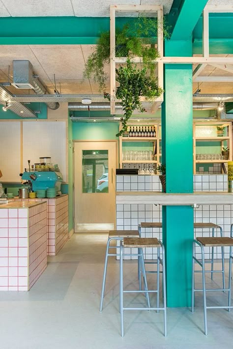 400 Rabbits | Wallpaper* Gelato Shop, Bar Design Awards, Café Design, Design Café, Pink Tiles, Pizza Restaurant, Retro Interior, Coffee Shop Design, Cafe Interior Design