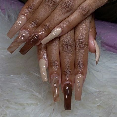 Tan Nails Acrylic, Tan Nails Design, Caramel Nails, Mocha Nails, Tan Nails, Mocha Frappe, Brown Acrylic Nails, Quotes Celebrities, Brown Acrylic