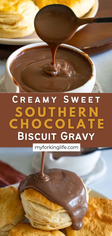 Creamy Sweet Southern Chocolate Biscuit Gravy is a decadent twist on a classic comfort dish! The combination of cocoa and cream delivers a delightful sweetness and velvety texture making it perfect for smothering over hot biscuits as a breakfast treat or dessert!